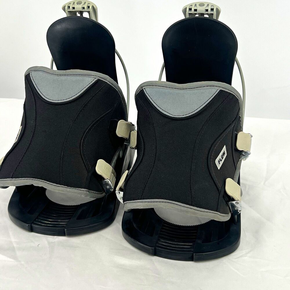 OG FLOW Snowboard Bindings Size XL Black Gray Rear Entry Quick Release Pair